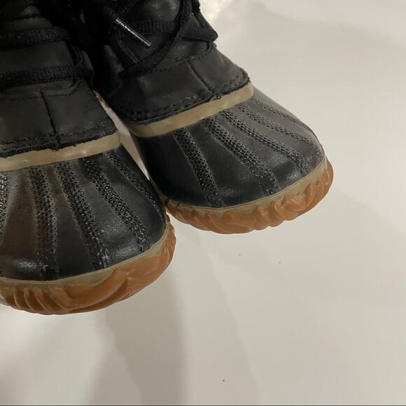 Sorel Out N About Black Leather‎ Lace Up Ankle Waterproof Duck Boots Size 7 - Picture 5 of 11